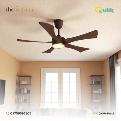 Qulik Falcon 53" Decorative Energy Saving BLDC Remote Control Ceiling Fan (Dark Wood) |Q-6574-DW-UL_img_0