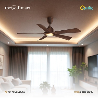 Qulik Quantom 56" Decorative Silent ABS Blade Remote Underlight Ceiling Fan (Dark Wood) | Q-6573-DW-UL_img_0