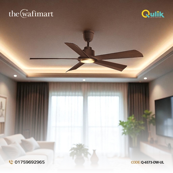 Qulik Quantom 56" Decorative Silent ABS Blade Remote Underlight Ceiling Fan (Dark Wood) | Q-6573-DW-UL