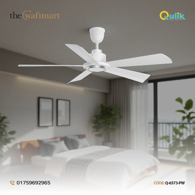 Qulik Quantom 56" Decorative Silent ABS Blade Remote Ceiling Fan (Pearl White) |Q-6573-PW_img_0