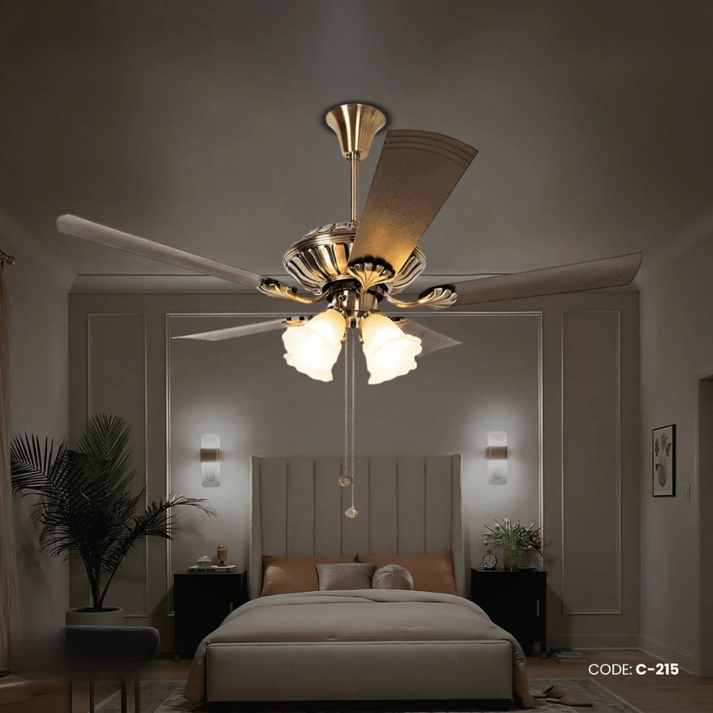 Crompton Jupiter 48" Decorative Ceiling Fan with Lights (Antique Brass ) C-215